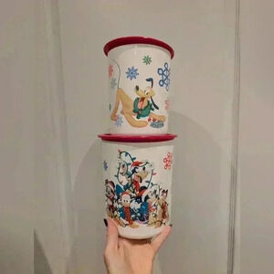 Vintage  Disney Christmas Tupperware canisters